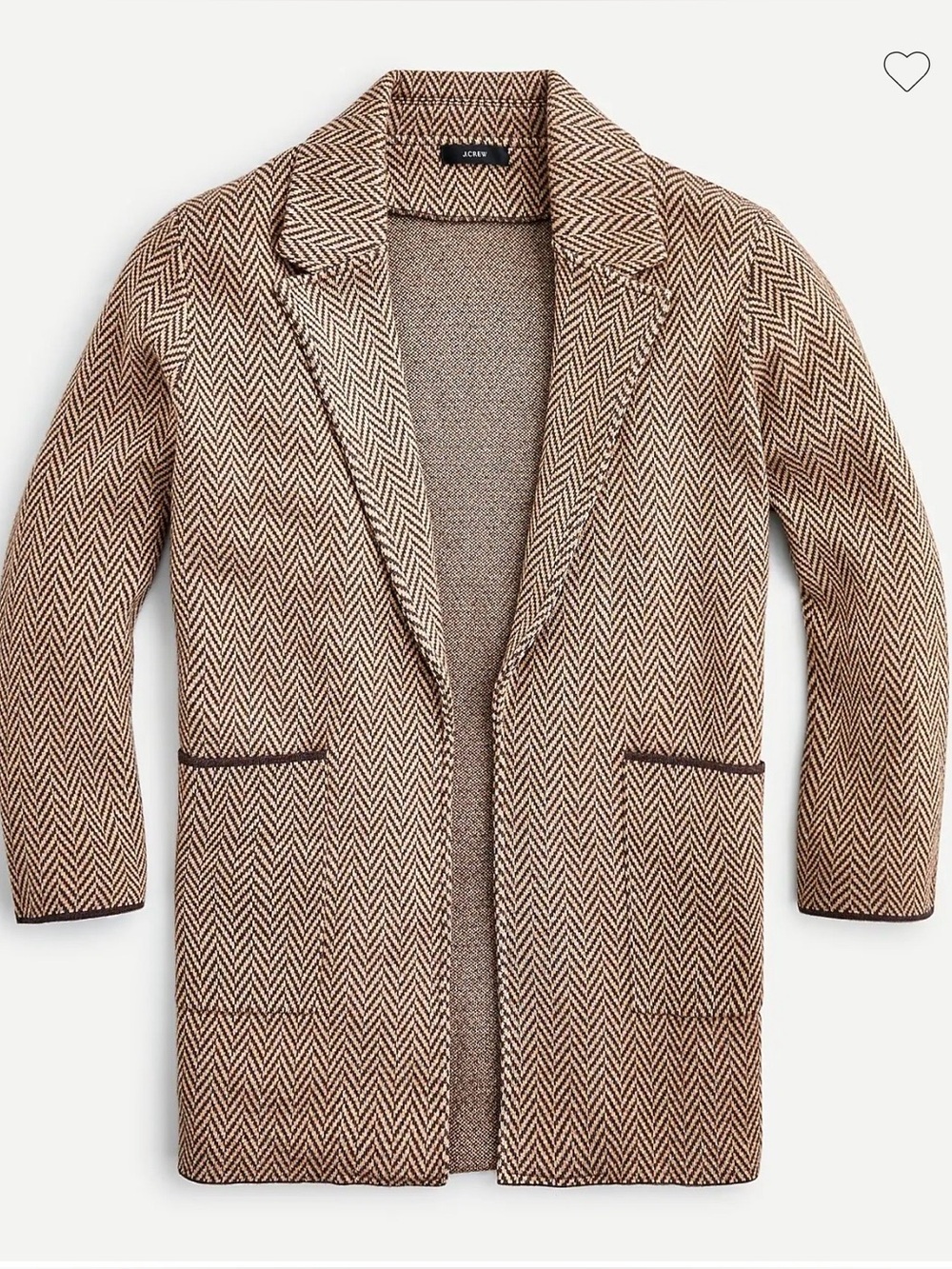J Crew Sophie Open Front Sweater Cardigan Jacket Brown 30% Merino Wool Size XXS